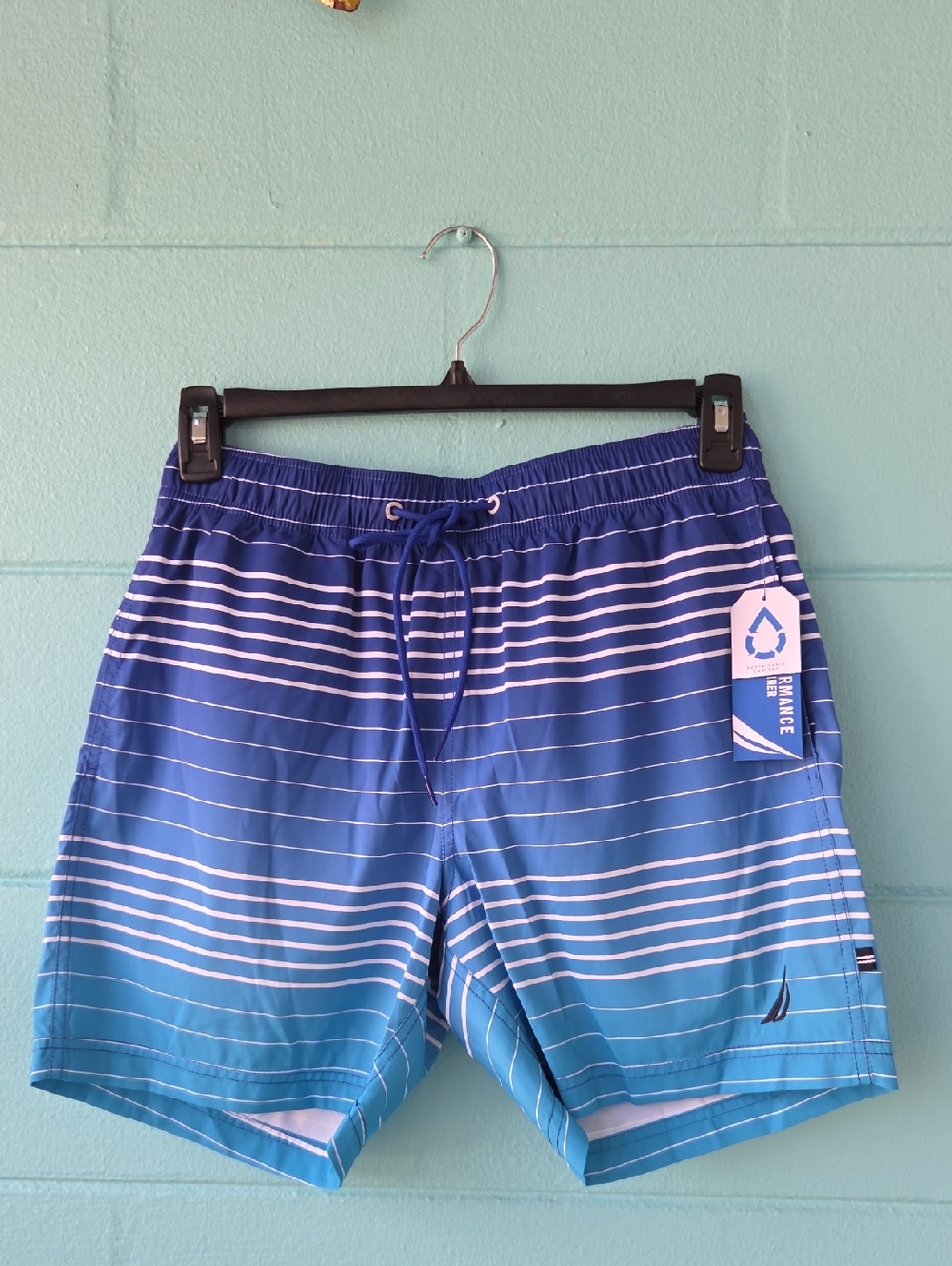NWT "Nautica" Striped Swim Trunks Men's Size Small